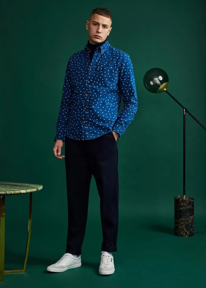 Men Ben Sherman Archive Print Shirts Indigo Spot Print LongSleeve Shirt Men Ben Sherman Archive Print Shirts Indigo Spot Print LongSleeve Shirt