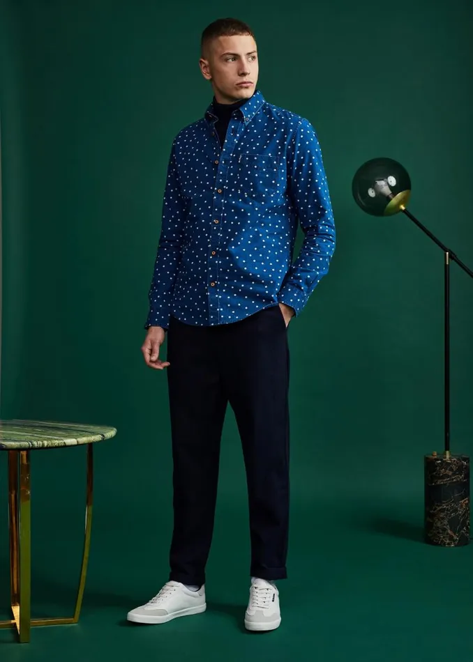 Men Ben Sherman Archive Print Shirts Indigo Spot Print LongSleeve Shirt Men Ben Sherman Archive Print Shirts Indigo Spot Print LongSleeve Shirt