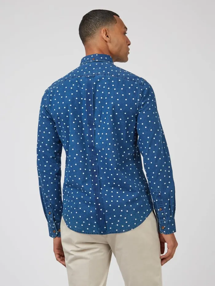 Men Ben Sherman Archive Print Shirts Indigo Spot Print LongSleeve Shirt Men Ben Sherman Archive Print Shirts Indigo Spot Print LongSleeve Shirt