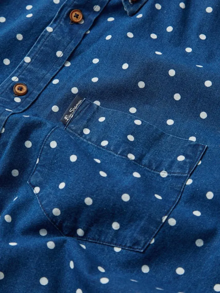 Men Ben Sherman Archive Print Shirts Indigo Spot Print LongSleeve Shirt Men Ben Sherman Archive Print Shirts Indigo Spot Print LongSleeve Shirt