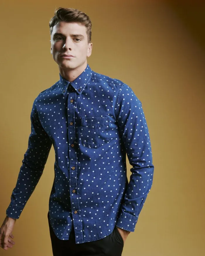 Men Ben Sherman Archive Print Shirts Indigo Spot Print LongSleeve Shirt Men Ben Sherman Archive Print Shirts Indigo Spot Print LongSleeve Shirt