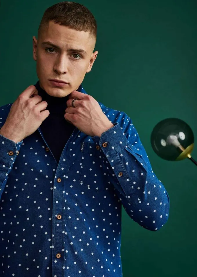 Men Ben Sherman Archive Print Shirts Indigo Spot Print LongSleeve Shirt Men Ben Sherman Archive Print Shirts Indigo Spot Print LongSleeve Shirt