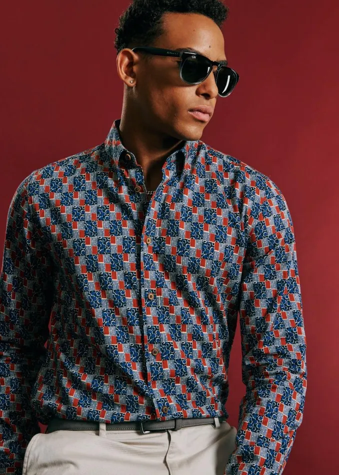 Men Ben Sherman Heritage Check Shirts 1950s Checkerboard Print Shirt Men Ben Sherman Heritage Check Shirts 1950s Checkerboard Print Shirt