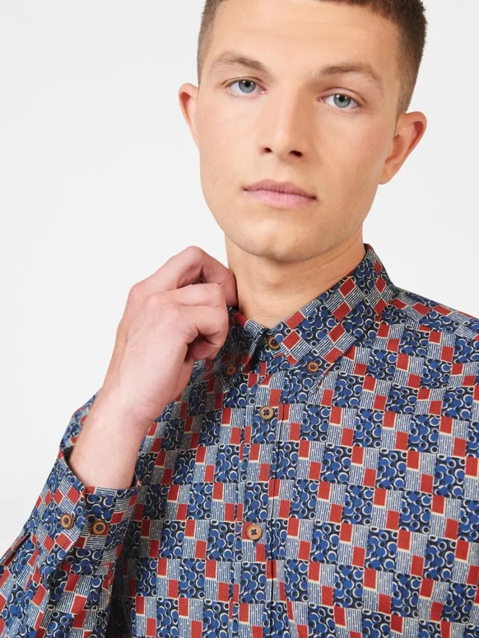 Men Ben Sherman Heritage Check Shirts 1950s Checkerboard Print Shirt Men Ben Sherman Heritage Check Shirts 1950s Checkerboard Print Shirt