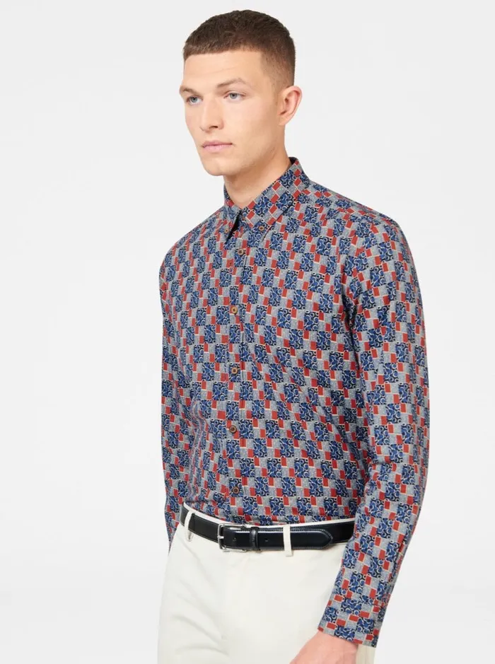 Men Ben Sherman Heritage Check Shirts 1950s Checkerboard Print Shirt Men Ben Sherman Heritage Check Shirts 1950s Checkerboard Print Shirt