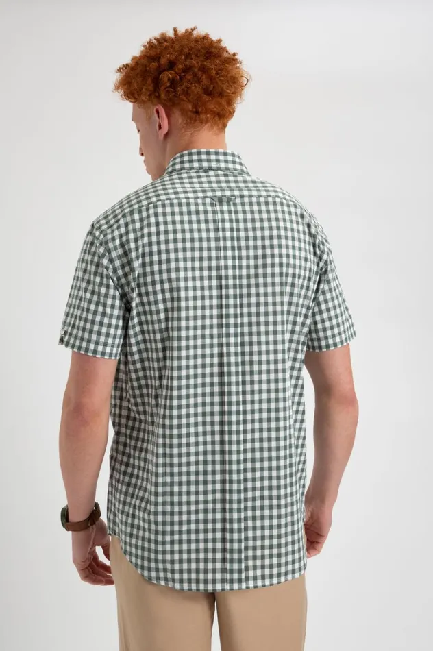Men Ben Sherman Heritage Check Shirts Short Sleeve House Poplin Gingham Shirt 8211 Olive