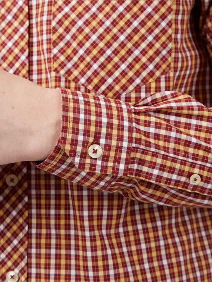 Men Ben Sherman Heritage Check Shirts Signature LongSleeve House Check Shirt 8211 Claret