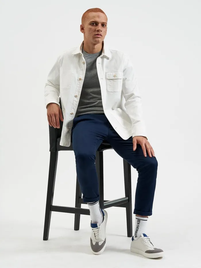 Men Ben Sherman Jackets and Outerwear Garment Dye Chore Shirt Jacket 8211 Ecru