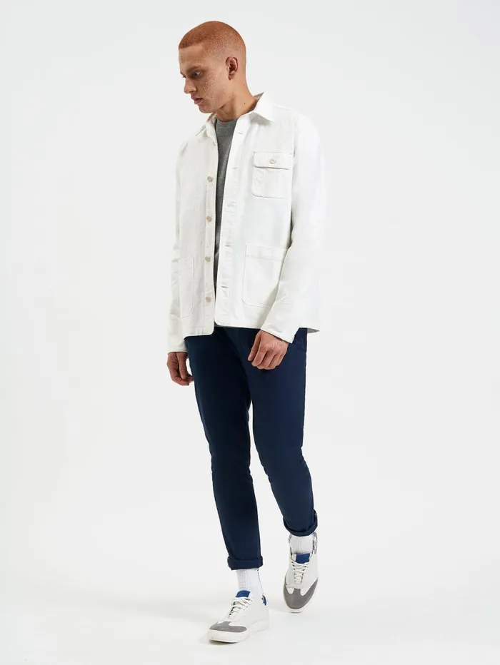 Men Ben Sherman Jackets and Outerwear Garment Dye Chore Shirt Jacket 8211 Ecru