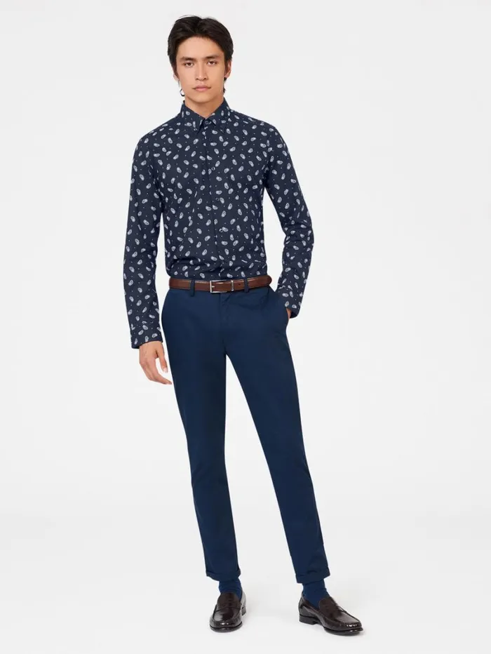 Men Ben Sherman Long Sleeve Shirts Micro Paisley Print Shirt 8211 Dark Navy Men Ben Sherman Long Sleeve Shirts Micro Paisley Print Shirt 8211 Dark Navy