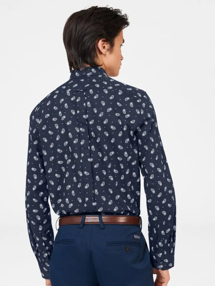 Men Ben Sherman Long Sleeve Shirts Micro Paisley Print Shirt 8211 Dark Navy Men Ben Sherman Long Sleeve Shirts Micro Paisley Print Shirt 8211 Dark Navy