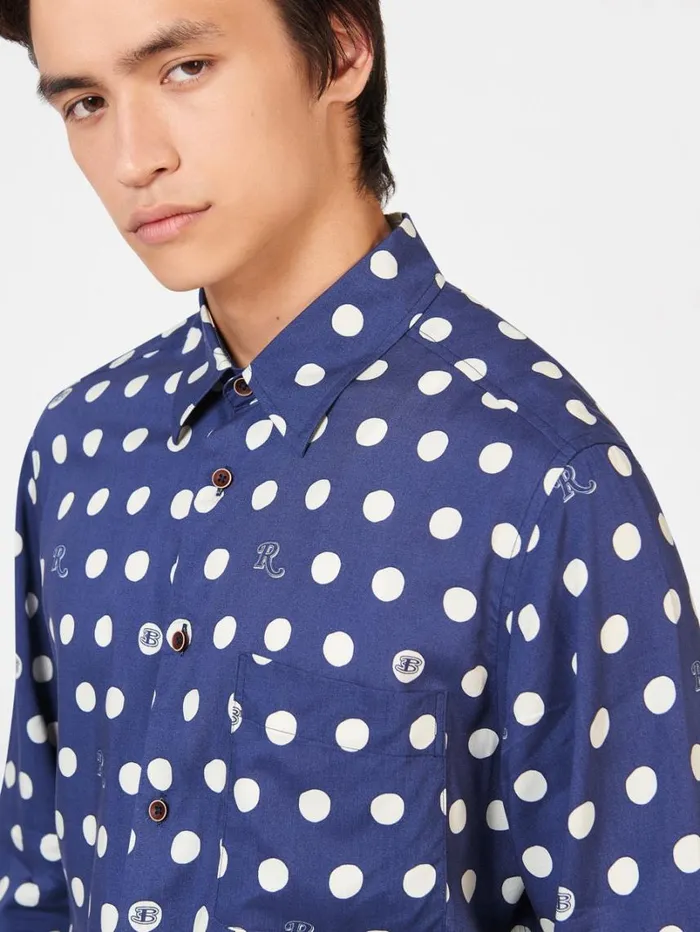 Men Ben Sherman Long Sleeve Shirts Rolling Stone Spotted Logo Shirt