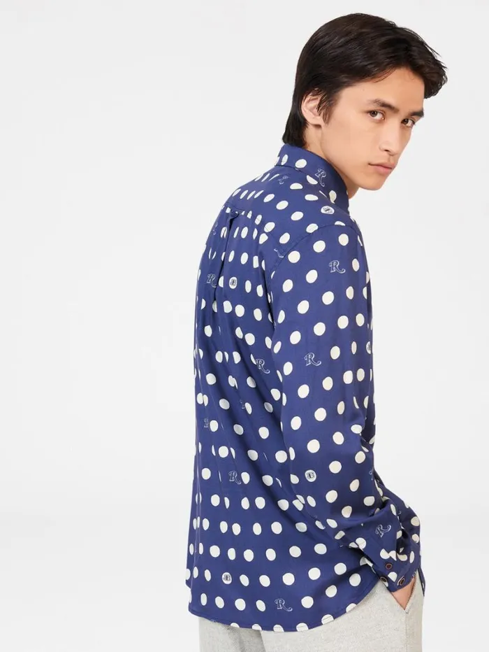 Men Ben Sherman Long Sleeve Shirts Rolling Stone Spotted Logo Shirt