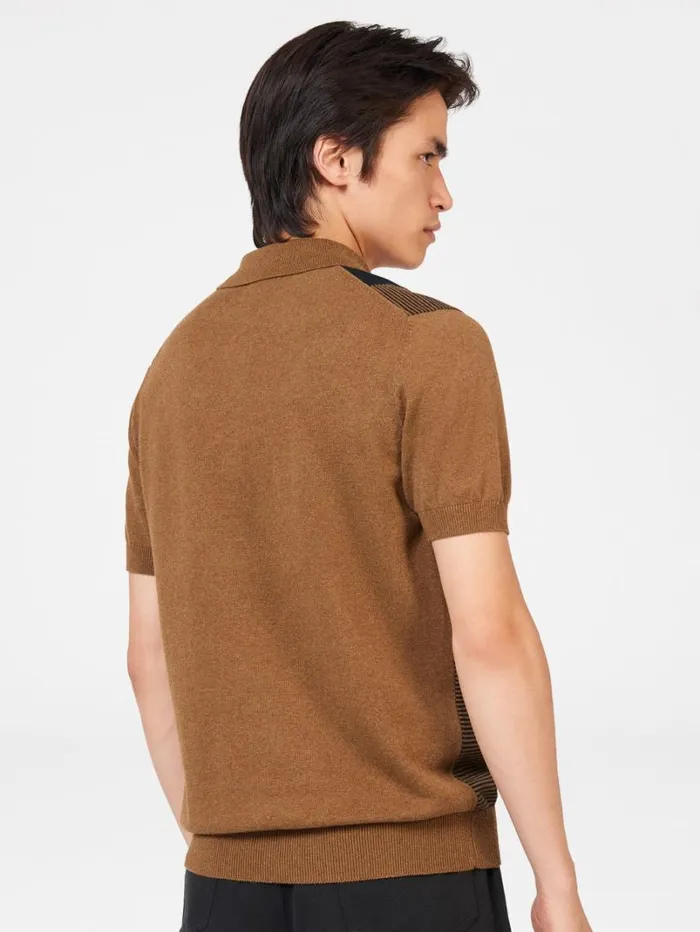 Men Ben Sherman Mod Knit Polos Intarsia Stripe Knit Polo 8211 Ginger Men Ben Sherman Mod Knit Polos Intarsia Stripe Knit Polo 8211 Ginger