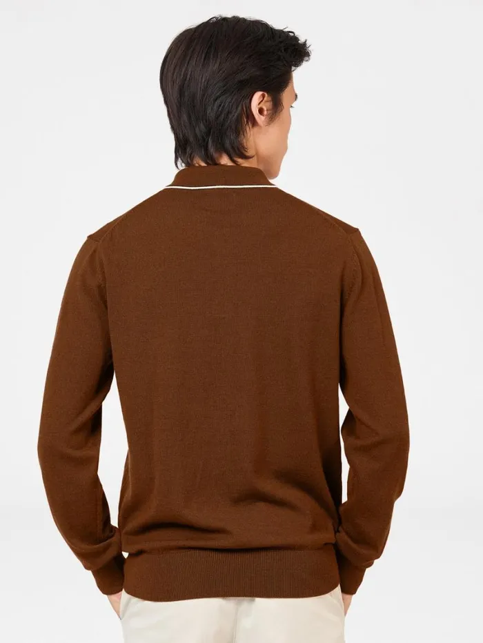 Men Ben Sherman Mod Knit Polos Tipped Merino Knit Polo 8211 Utility Brown Men Ben Sherman Mod Knit Polos Tipped Merino Knit Polo 8211 Utility Brown