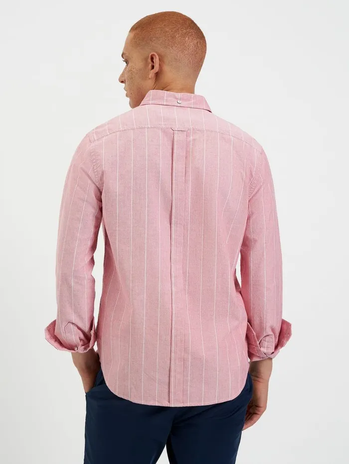 Men Ben Sherman Oxford Shirts Brighton Oxford Organic Pinstripe Shirt 8211 Light Red
