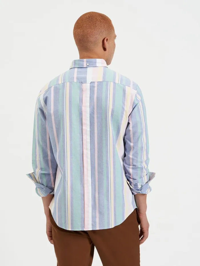 Men Ben Sherman Oxford Shirts Brighton Oxford Organic Stripe Shirt 8211 Deck Chair Multi Stripe