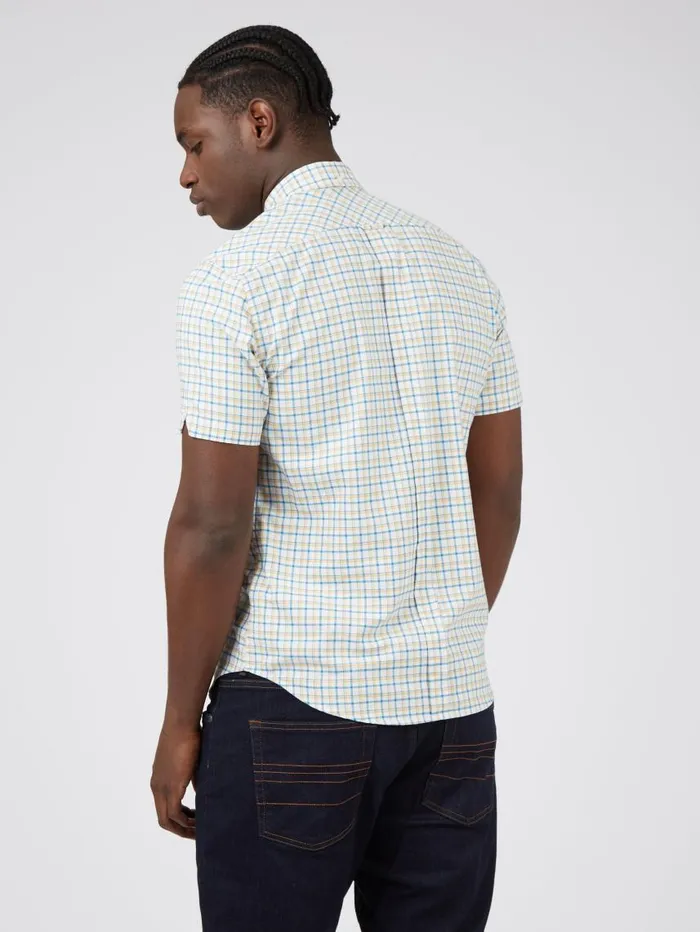 Men Ben Sherman Oxford Shirts Oxford Overcheck ShortSleeve Shirt 8211 Butterscotch