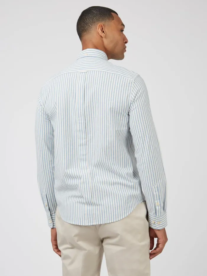 Men Ben Sherman Oxford Shirts Oxford Stripe LongSleeve Shirt 8211 Pale Blue