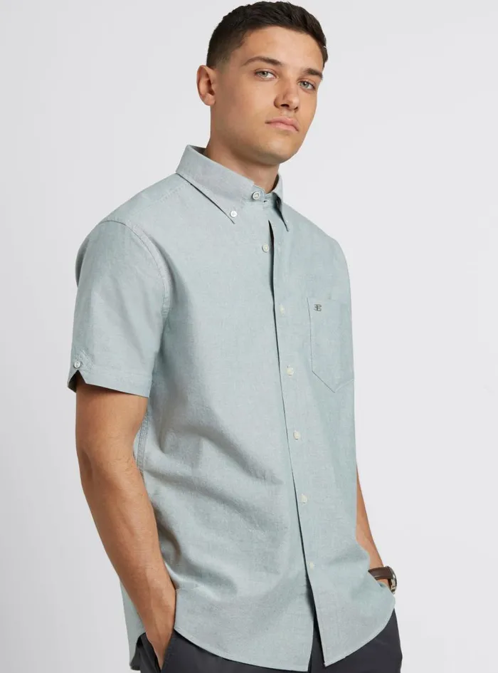 Men Ben Sherman Oxford Shirts Short Sleeve Brighton Oxford Organic Shirt 8211 Forest Green
