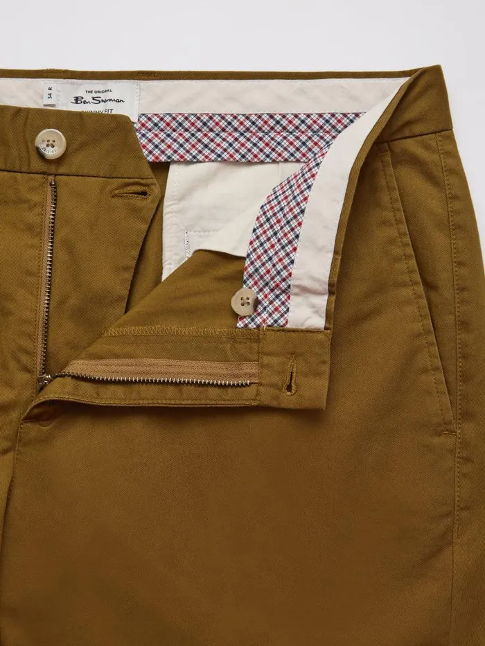 Men Ben Sherman Pants and Chinos Signature Skinny Stretch Chino Pant 8211 Bronze