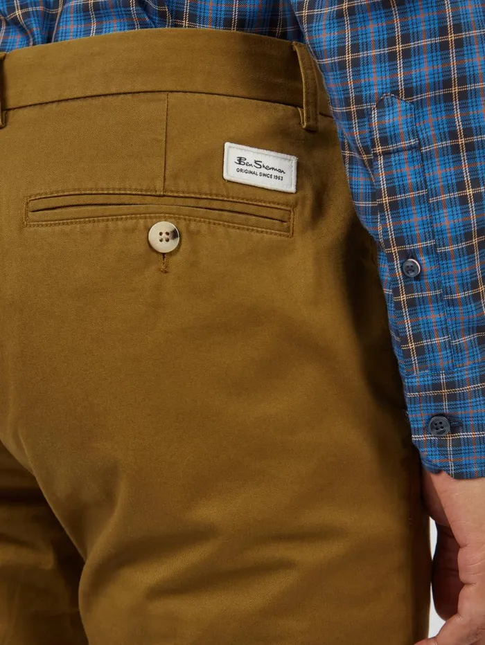 Men Ben Sherman Pants and Chinos Signature Skinny Stretch Chino Pant 8211 Bronze