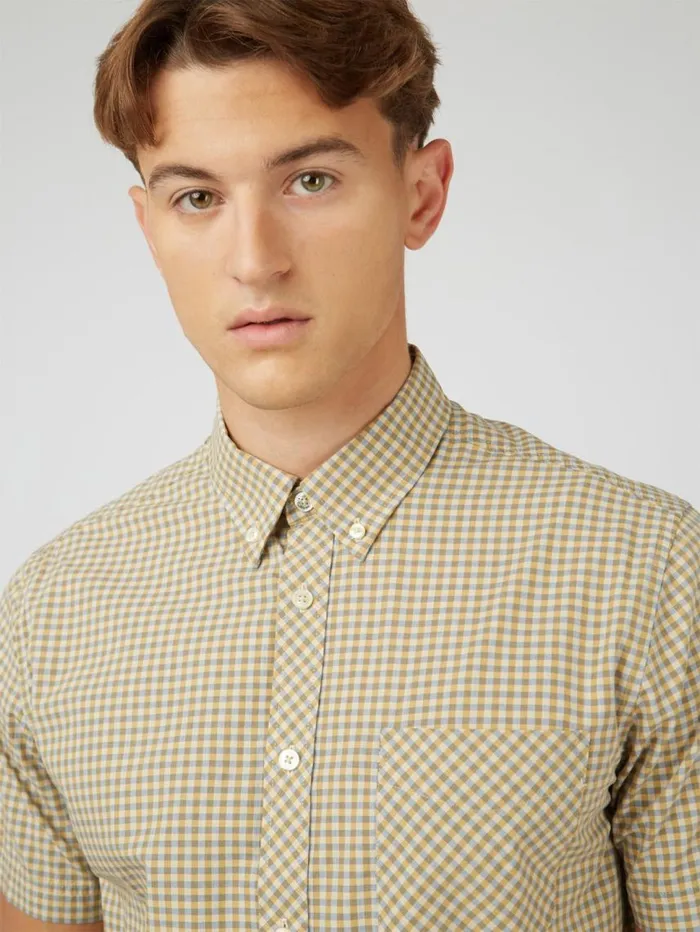 Men Ben Sherman Short Sleeve Shirts Signature Gingham ShortSleeve Shirt 8211 Stone Men Ben Sherman Short Sleeve Shirts Signature Gingham ShortSleeve Shirt 8211 Stone