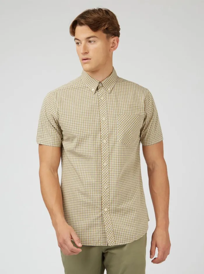 Men Ben Sherman Short Sleeve Shirts Signature Gingham ShortSleeve Shirt 8211 Stone Men Ben Sherman Short Sleeve Shirts Signature Gingham ShortSleeve Shirt 8211 Stone