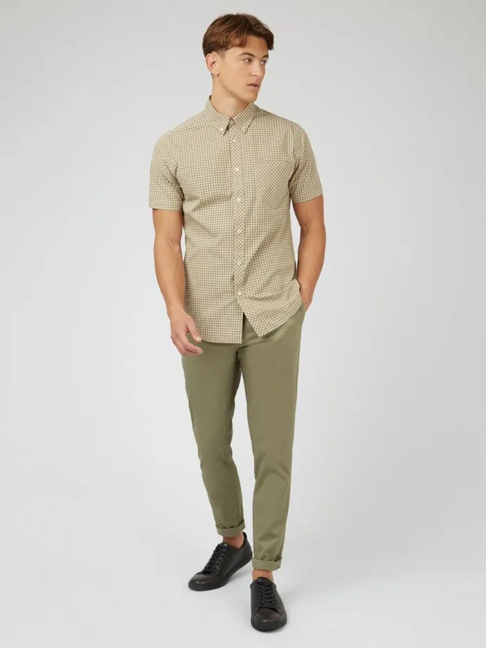 Men Ben Sherman Short Sleeve Shirts Signature Gingham ShortSleeve Shirt 8211 Stone Men Ben Sherman Short Sleeve Shirts Signature Gingham ShortSleeve Shirt 8211 Stone