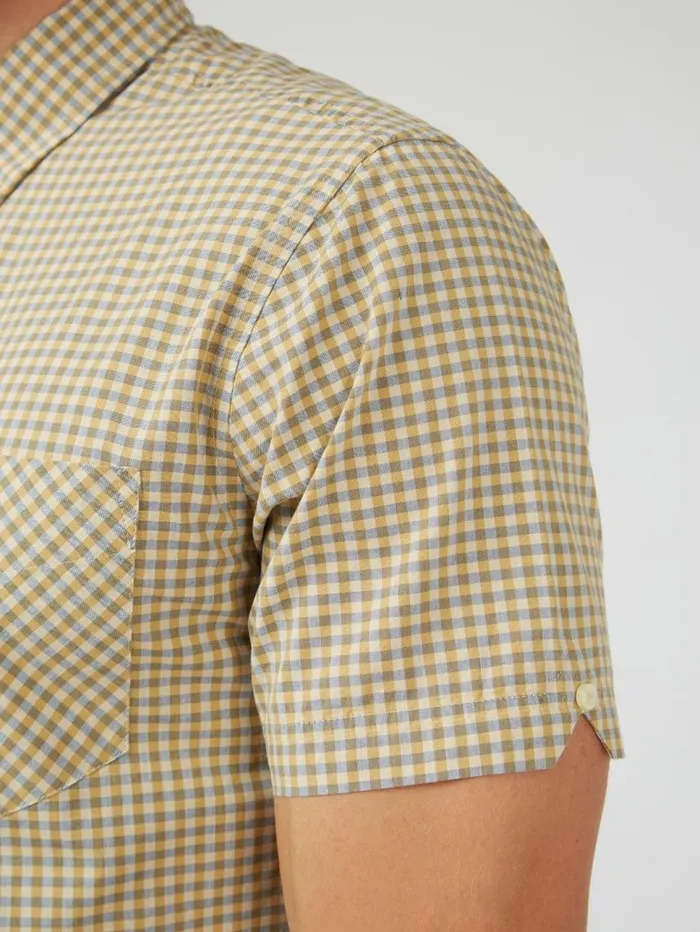 Men Ben Sherman Short Sleeve Shirts Signature Gingham ShortSleeve Shirt 8211 Stone Men Ben Sherman Short Sleeve Shirts Signature Gingham ShortSleeve Shirt 8211 Stone