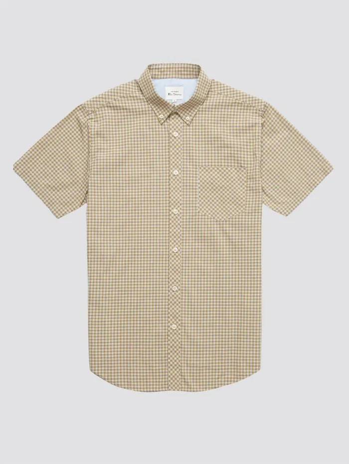 Men Ben Sherman Short Sleeve Shirts Signature Gingham ShortSleeve Shirt 8211 Stone Men Ben Sherman Short Sleeve Shirts Signature Gingham ShortSleeve Shirt 8211 Stone
