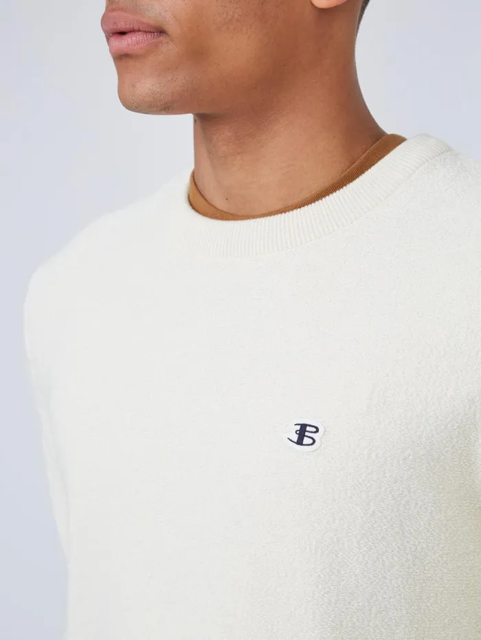 Men Ben Sherman Sweaters and Knits B By Towelling Crewneck Sweater 8211 Ivory