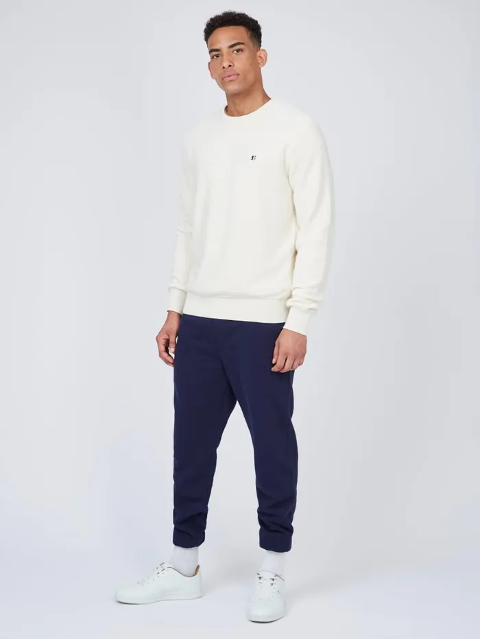 Men Ben Sherman Sweaters and Knits B By Towelling Crewneck Sweater 8211 Ivory
