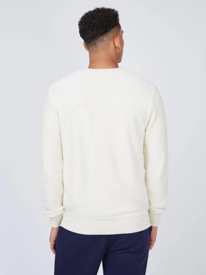 Men Ben Sherman Sweaters and Knits B By Towelling Crewneck Sweater 8211 Ivory
