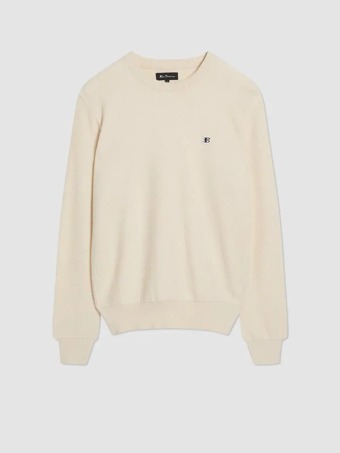 Men Ben Sherman Sweaters and Knits B By Towelling Crewneck Sweater 8211 Ivory