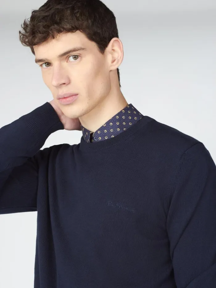 Men Ben Sherman Sweaters and Knits Signature Knit Crewneck Sweater 8211 Dark Navy