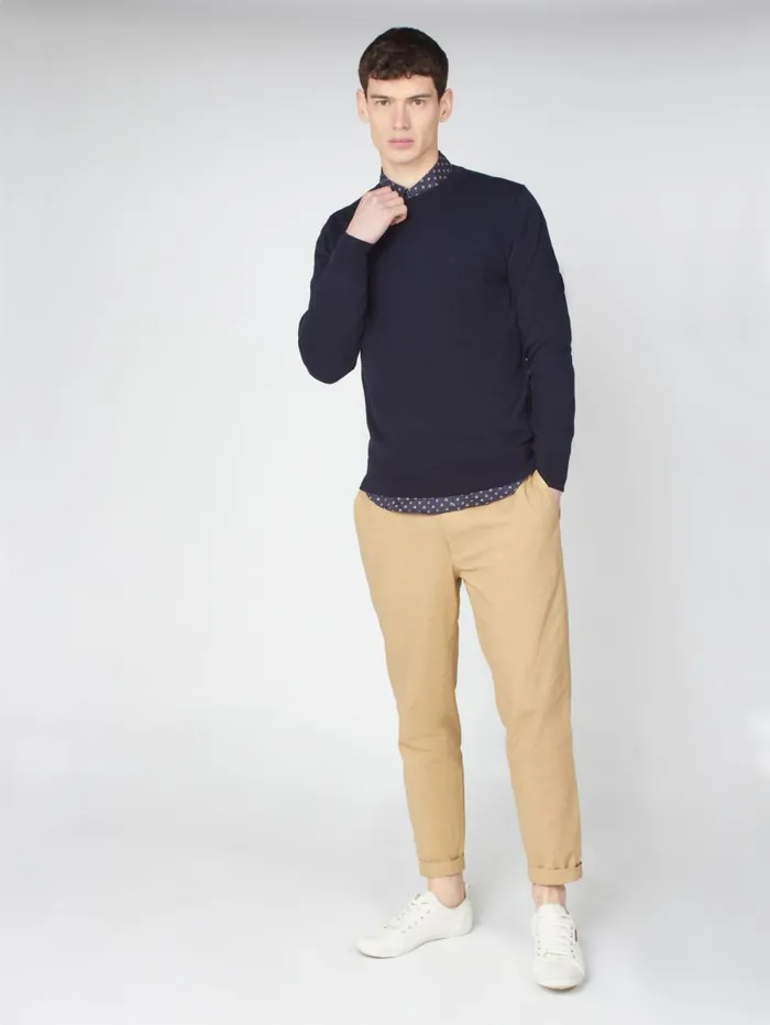 Men Ben Sherman Sweaters and Knits Signature Knit Crewneck Sweater 8211 Dark Navy