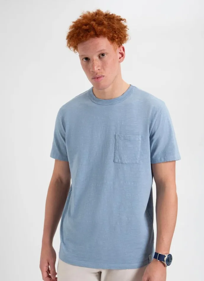 Men Ben Sherman TShirts and Graphic Tees Garment Dye Beatnik ShortSleeve TShirt 8211 Pale Blue