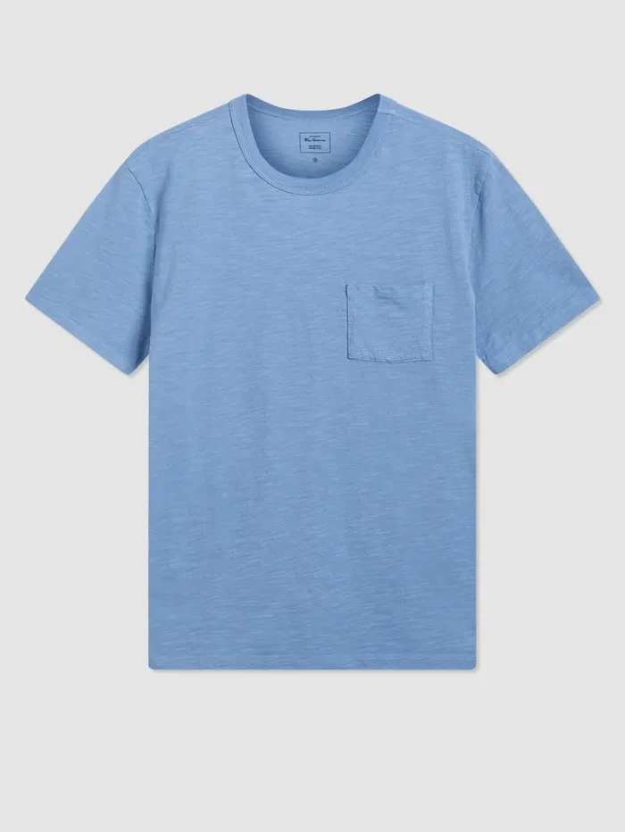 Men Ben Sherman TShirts and Graphic Tees Garment Dye Beatnik ShortSleeve TShirt 8211 Pale Blue