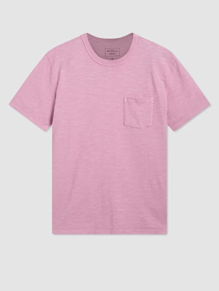 Men Ben Sherman TShirts and Graphic Tees Garment Dye Beatnik ShortSleeve TShirt 8211 Washed Pink