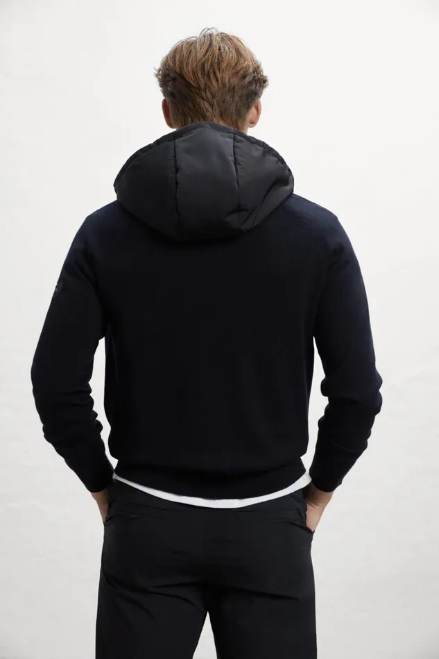 Men Black Peral Knitted Jumper With Hood Ecoalf Knitwear