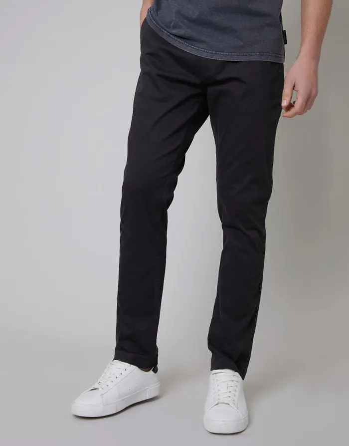 Men Black Slim Fit Chino Trousers Threadbare Chinos