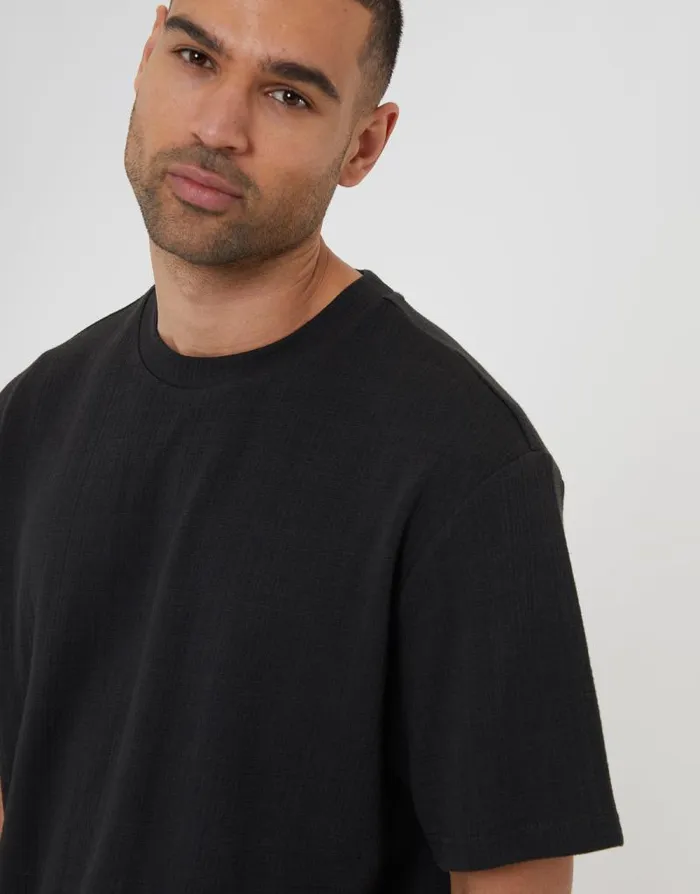 Men Black Textured Relaxed Fit Short Sleeve TShirt Threadbare TShirts Men Black Textured Relaxed Fit Short Sleeve TShirt Threadbare TShirts