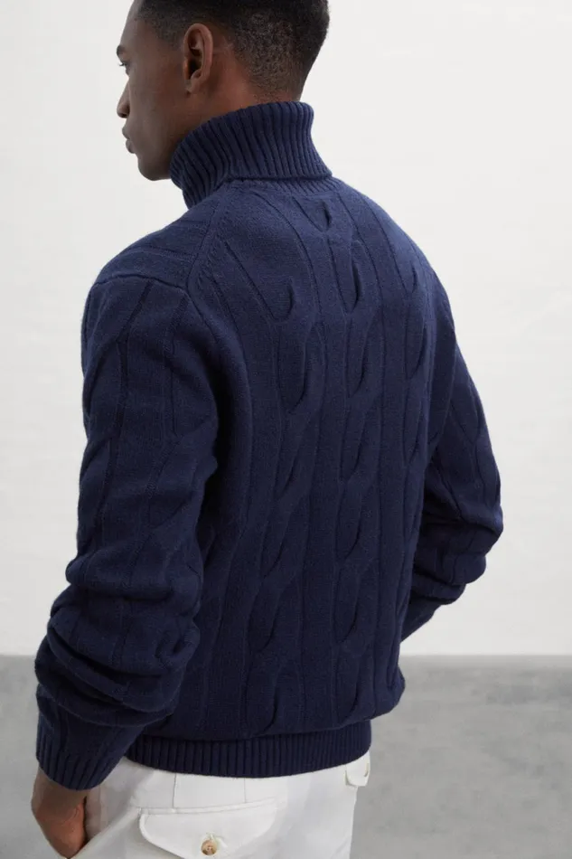Men Blue New Bruna Knitted Jumper Ecoalf Knitwear