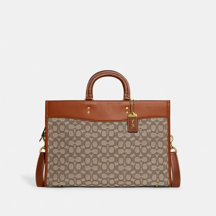 Men Briefcases Coach Rogue Brief In Signature Textile Jacquard Cocoa