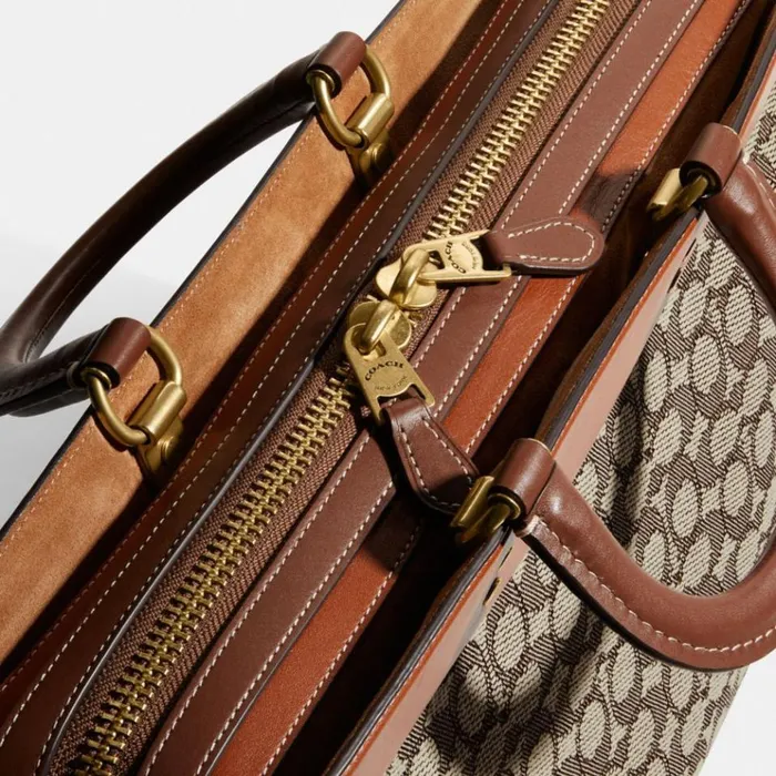 Men Briefcases Coach Rogue Brief In Signature Textile Jacquard Cocoa