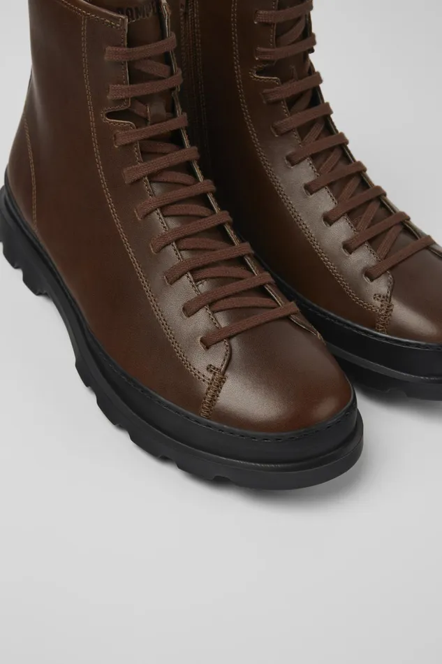 Men Brutus Brown Medium Lace Boot Camper Ankle Boots