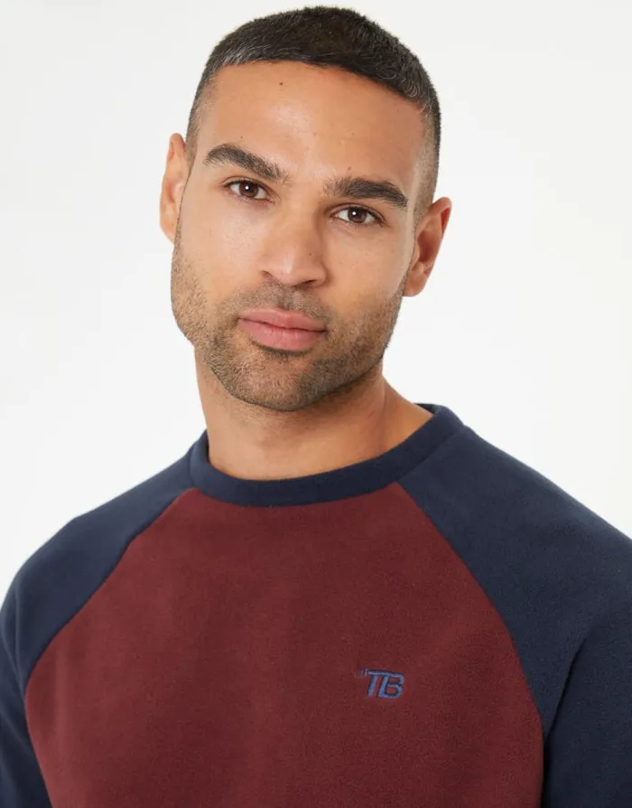 Men Burgundy and Navy Raglan Microfleece Crew Neck Sweatshirt Threadbare Sweatshirts Men Burgundy and Navy Raglan Microfleece Crew Neck Sweatshirt Threadbare Sweatshirts