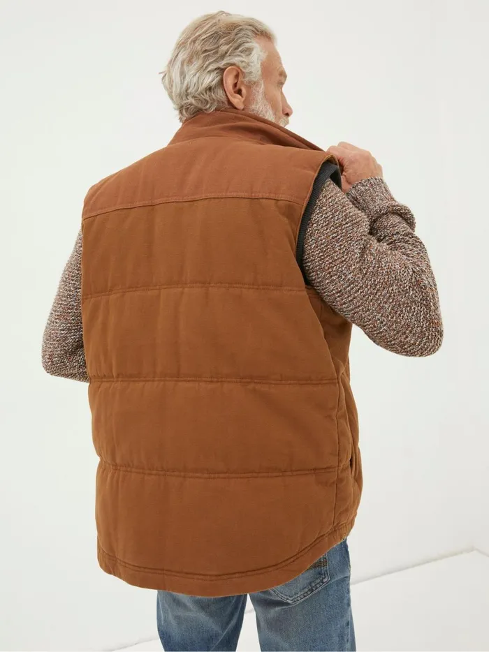 Men Coats and Jackets Fat Face Brown Canvas Gilet Men Coats and Jackets Fat Face Brown Canvas Gilet