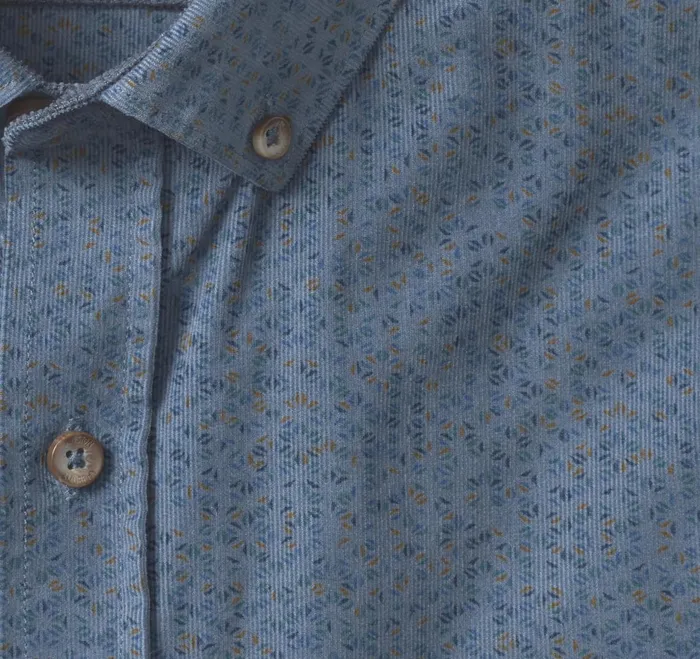 Men Corduroy Shirt Blue Overdyed Print JohnstonandMurphy Shirts Men Corduroy Shirt Blue Overdyed Print JohnstonandMurphy Shirts